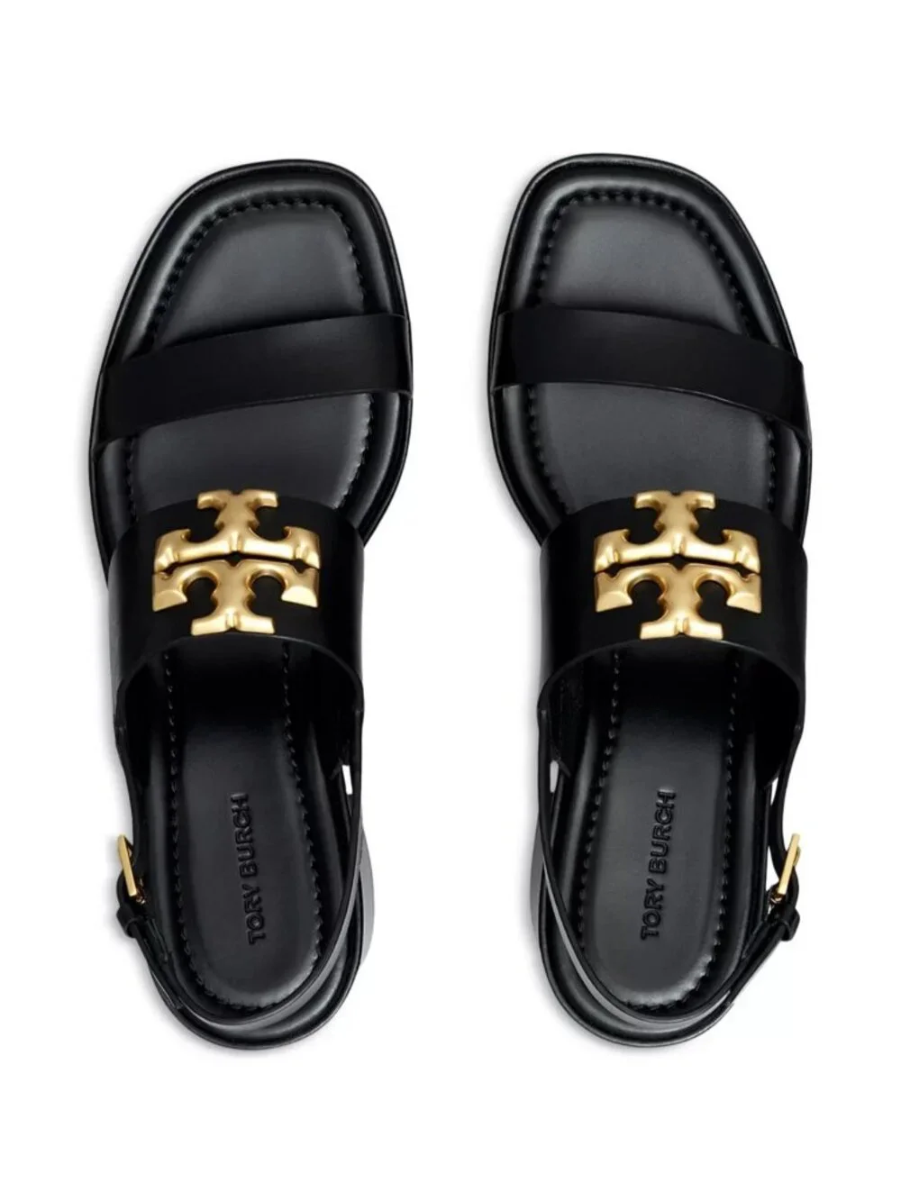 Tory Burch Eleanor Slingback Sandals Women's Size 10.5 Black Leather Block Heel